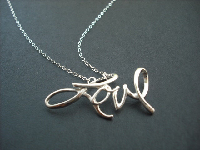sterling Silber Liebe Anhänger Halskette von KeoniDesign