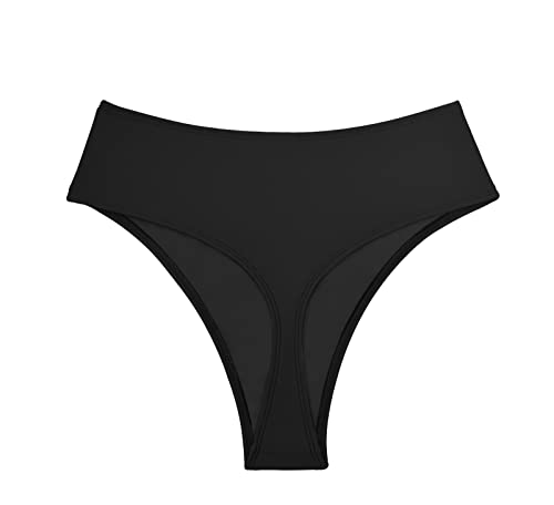 Kepblom Damen Tanga Rave Bottoms High Waisted Bikinihose High Cut Panties für Tanzfest, schwarz, X-Small von Kepblom