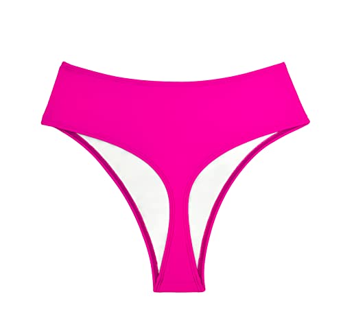 Kepblom Damen Tanga Rave Hose Hohe Taille Bikini Bottom High Cut Panties für Tanz Festival, hot pink, Medium von Kepblom