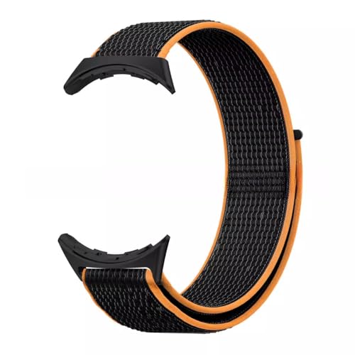 Kepuch Nylon Geflochtenes Klettband Kompatibel mit Google Pixel Watch 3 43mm - Frauen Männer Geflochtene Elastische Ersatz Schleife Band - Schwarz Orang von Kepuch