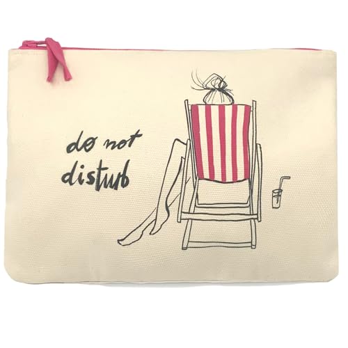 Kera Till Pouch Do not Disturb, Canvas-Pochette (30cm x 21cm), Illustration, Stofftäschchen, Federmäppchen, Kosmetikbeutel mit Reißverschluss mit Zugband von Kera Till
