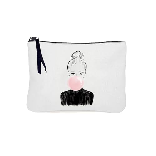 Kera Till Pouch, Canvas-Pochette (22cm x 15,5cm), Illustration, Stofftäschchen, Federmäppchen, Kosmetikbeutel mit Reißverschluss mit Zugband (Bulle) von Kera Till