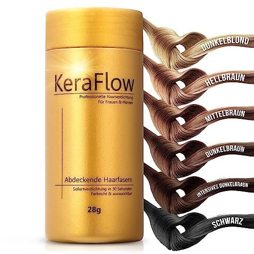 KeraFlow Streuhaar, BLOND 28g, Schütthaar zur Haarverdichtung und Abdeckung, Unsichtbar und natürlich| Kaschiert lichtes Haar und Haarausfall in 10 Sekunden, Haarpuder Frauen und Männer von KeraFlow