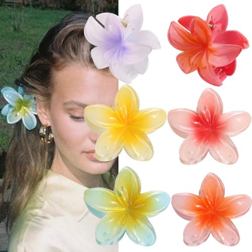 Farbige Ei Blume Haarspange Blumenclip Damen Side Grab Half Grab Back of the Head Shark Clip Haarschmuck (6PCS-B) von KeraLi