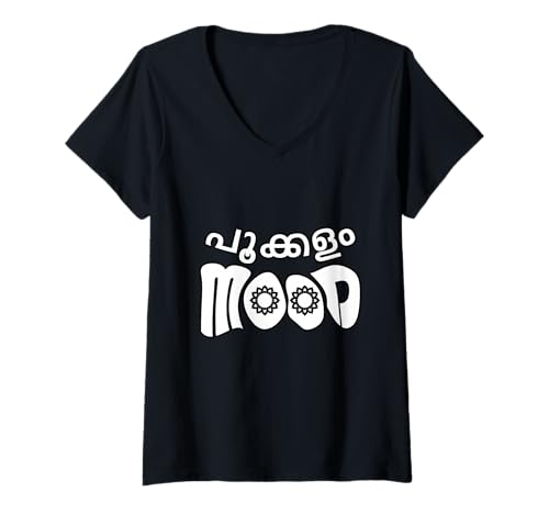 Damen Keralit Malayali Lustiges Pookkalam Stimmung Malayalam Design T-Shirt mit V-Ausschnitt Damen Keralit Malayali Lustiges Pookkalam Stimmung Malayalam Design T-Shirt mit V-Ausschnitt von Kerala Malayali