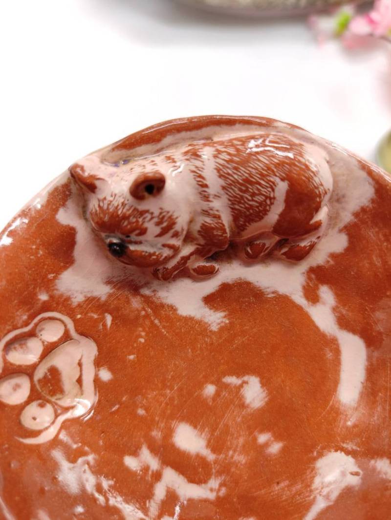 Hund Schmuckschale Keramik Ring Pfote Ohrringe Halskette Badezimmer Ablage Aufbewahrung Tellerchen Dekorationsstück Handgemacht Original von KeramikArtAnnett