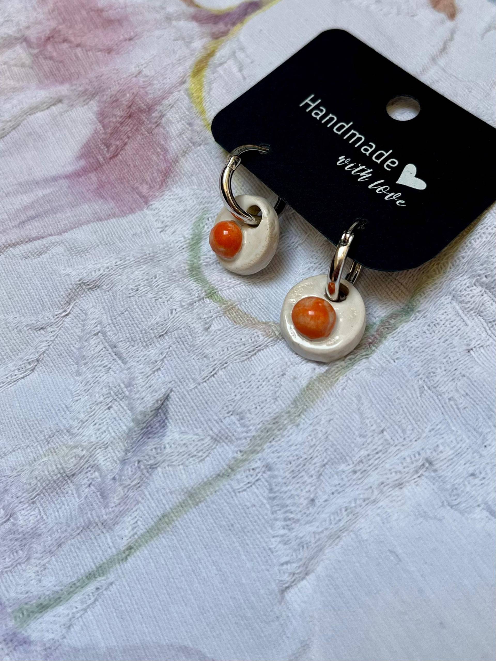 Creole 925 Rhodiniert Keramik Secret Egg Orange Keramikschmuck Creole 925 Rhodiniert Keramik Secret Egg Orange Keramikschmuck von KeramikschmuckWSB