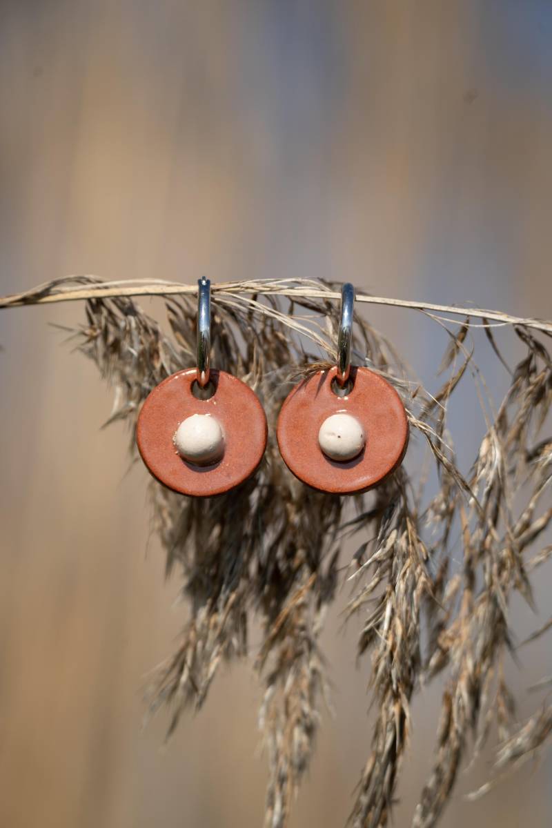 Handbemalte Keramik Ohrringe Secret Eggs Creole Rhodiniert Terracotta Handbemalte Keramik Ohrringe Secret Eggs Creole Rhodiniert Terracotta von KeramikschmuckWSB