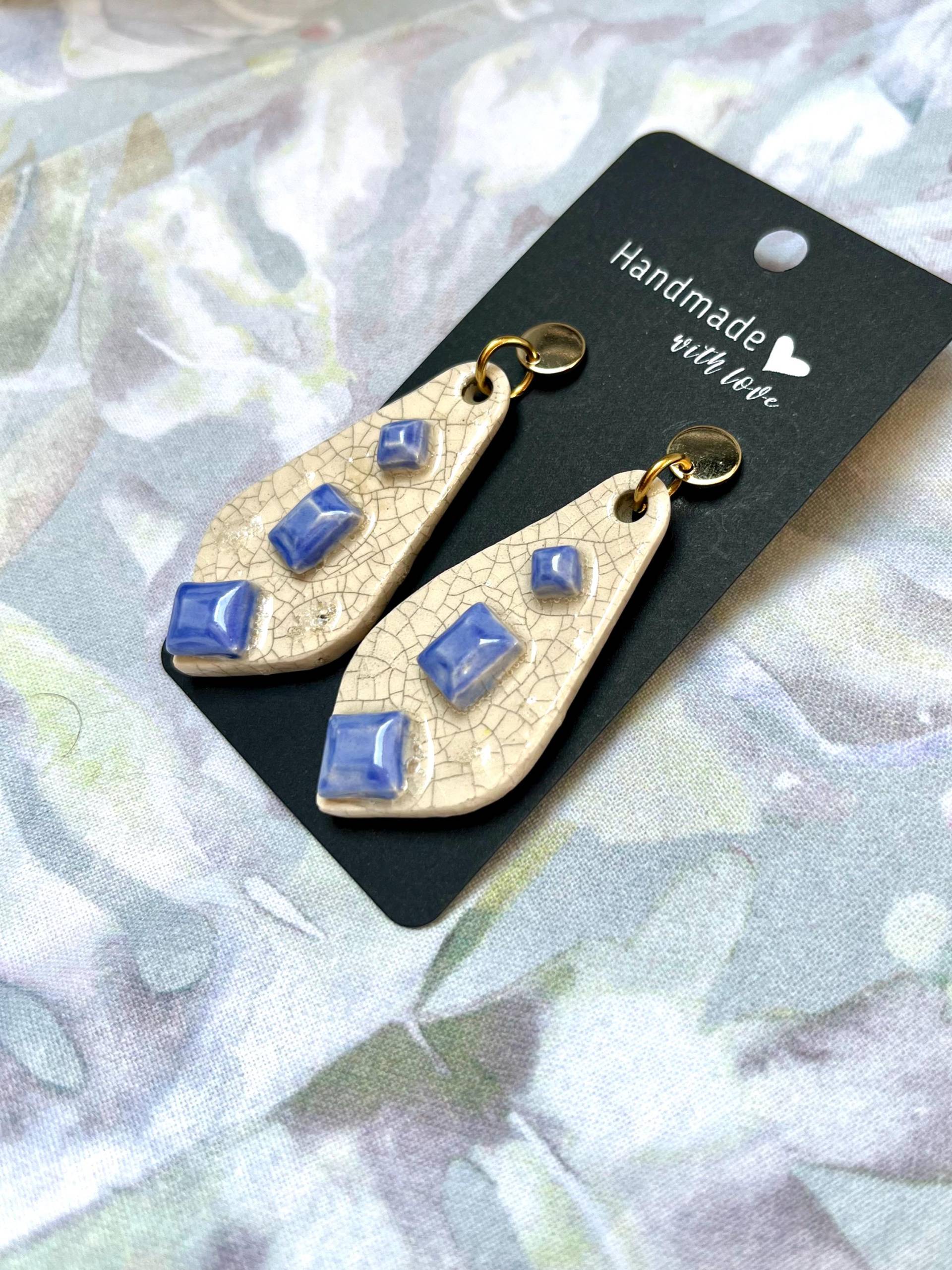 statement Keramik Ohrringe Smaragdschliff Blau Keramikschmuck statement Keramik Ohrringe Smaragdschliff Blau Keramikschmuck von KeramikschmuckWSB