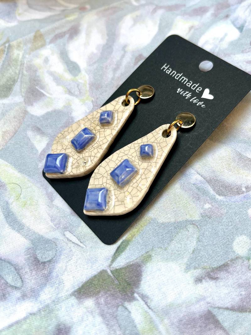 statement Keramik Ohrringe Smaragdschliff Blau Keramikschmuck statement Keramik Ohrringe Smaragdschliff Blau Keramikschmuck von KeramikschmuckWSB