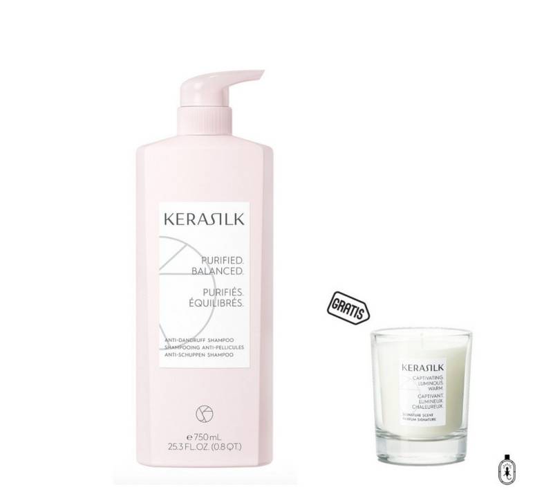 Kerasilk Kopfhaut-Pflegeshampoo Anti-Schuppen Shampoo 750 ml + gratis Duftkerze, 2-tlg. von Kerasilk