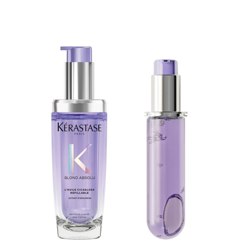 Kérastase Blond Absolu L’Huile Cicagloss Refillable Hair Oil 75ml and Refill Capsule Duo for Blonde or Lightened Hair von Kerastase