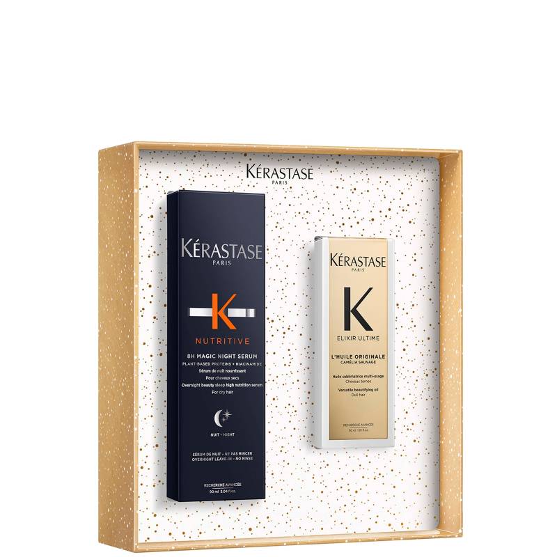 Kérastase Iconics Set for Nourishment, 8H Magic Night Serum with Niacinamide & Travel Size Elixir Ultime Hair Oil von Kerastase