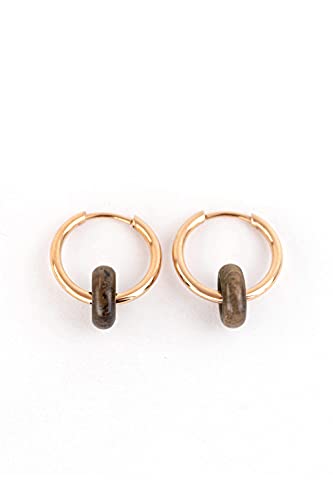 KERBHOLZ Holzschmuck – Geometrics Collection Donut Earring, Damen Ohrring geometrisch, kleine Creolen mit Element aus Naturholz (15mm x 8mm) (roségold) von Kerbholz