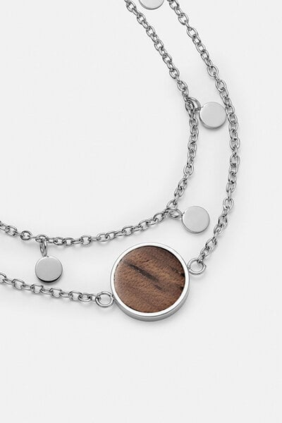 Kerbholz Armband mit rundem Holzelement im Layer-Look 'CIRCLE DOUBLE BRACELET' // hochwertiger Edelstahl // von Kerbholz