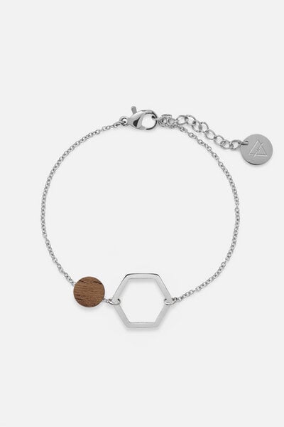 Kerbholz Armband mit zwei geometrischen Anhängern aus Holz und Edelstahl 'TWIN BRACELET' // hochwertiger Edelstahl // von Kerbholz