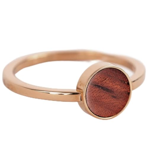 Kerbholz - Holzschmuck Damen - Circle Ring Rosegold - dünner Damen Schmuck Ring in rosegold - Edelstahlring mit echtem Holz - Schmuck Geschenk für Frauen (roségold, S) von Kerbholz