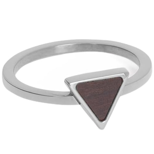 Kerbholz Holzschmuck – Geometrics Collection Triangle Ring, Damen Schmuck Ring, filigraner Ring mit dreieckigen Element aus Naturholz (Silber, L) von Kerbholz