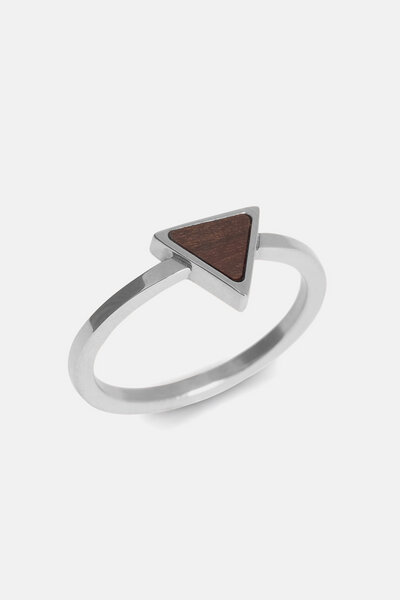 Kerbholz Ring mit dreieckigem Holzelement 'TRIANGLE RING' // hochwertiger Edelstahl // von Kerbholz