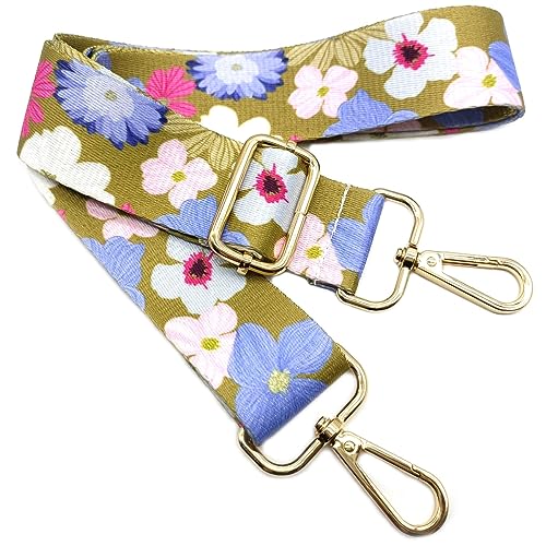 Verstellbarer Schultergurt Tasche Bunte Blumen, Taschengurte zum Wechseln, Taschengurt Breit mit Karabiner Gold, 80-130 cm Tragegurt Tasche für Damen Schultertaschen, Moderne Handtasche, 3.8cm, 606 von Keriocusi