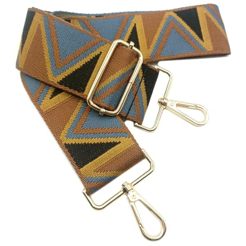 Verstellbarer Schultergurt Taschengurt Breit 5CM Braun Blau Gelb, Taschengurte Breit zum Wechseln mit Karabiner Gold, 80-130 cm Tragegurt Tasche für Damen Schulterriemen, Handtasche, 913 von Keriocusi