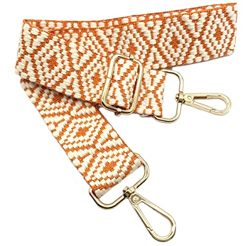 Verstellbarer Schultergurt für Taschen Orange, Taschengurte zum Wechseln, Taschengurt Breit mit Karabiner Gold, 80-130 cm Tragegurt Tasche für Damen Schulterriemen, Handtasche, 3.8cm, 05 von Keriocusi