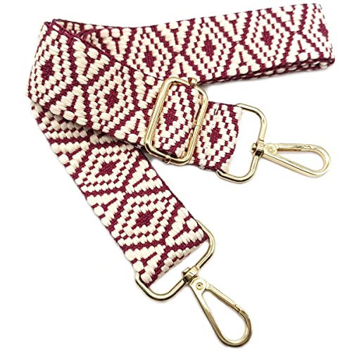 Verstellbarer Schultergurt für Taschen Violett Rot, Taschengurte zum Wechseln, Taschengurt Breit mit Karabiner Gold, 80-130 cm Tragegurt Tasche für Damen Schulterriemen, Handtasche, 3.8cm, 07 von Keriocusi