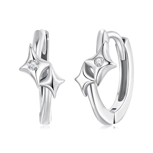 Kerraom Creolen Stern Ohrringe Kleine für Damen Mädchen - 925 Sterling Silberne Hypoallergen Huggie Stern Zirkonia Ohrschmuck, Leichte Schmuck Geschenk für Frauen Mütter Töchter Kerraom Creolen Stern Ohrringe Kleine für Damen Mädchen - 925 Sterling Silberne Hypoallergen Huggie Stern Zirkonia Ohrschmuck, Leichte Schmuck Geschenk für Frauen Mütter Töchter von Kerraom