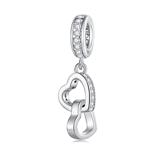 Kerraom Damen Herz Anhänger Dangle Charm Sterling Silber 925 Herzen-Charme Armband Unendlichkeit Liebe Pendant für Europäische Armbänder und Halsketten Schmuck Geschenk für Frauen Mädchen von Kerraom