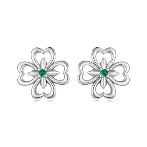 Kerraom Ohrringe Kleeblatt aus 925 Sterlingsilber Vierblättriges Glücksklee mit funkelndem Zirkonia, Glücksbringer Ohrstecker für Damen Mädchen Ohrschmuck Geschenk Kerraom Ohrringe Kleeblatt aus 925 Sterlingsilber Vierblättriges Glücksklee mit funkelndem Zirkonia, Glücksbringer Ohrstecker für Damen Mädchen Ohrschmuck Geschenk von Kerraom