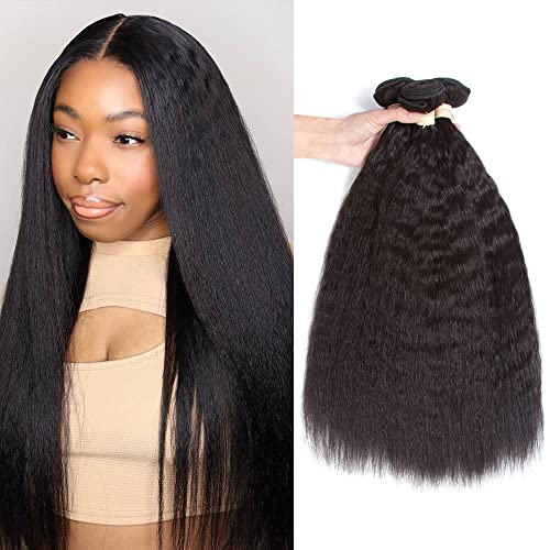 Kerriana Echthaarpakete, gerade, gelockt, gerade, zum Nähen aus 100 % brasilianischem unverarbeitetem brasilianischem Haar, 3 Bündel, 25,4 cm, für schwarze Frauen von Kerriana