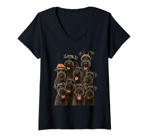 Damen Crazy Kerry Blue T-Shirt mit V-Ausschnitt Damen Crazy Kerry Blue T-Shirt mit V-Ausschnitt von Kerry Blue Dog