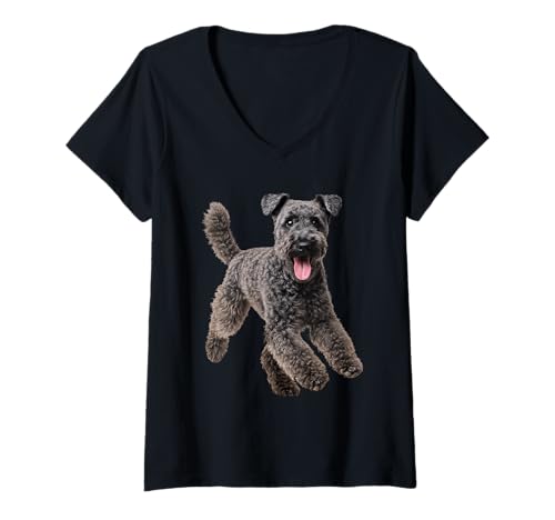 Damen Kerry Blau T-Shirt mit V-Ausschnitt Damen Kerry Blau T-Shirt mit V-Ausschnitt von Kerry Blue Dog