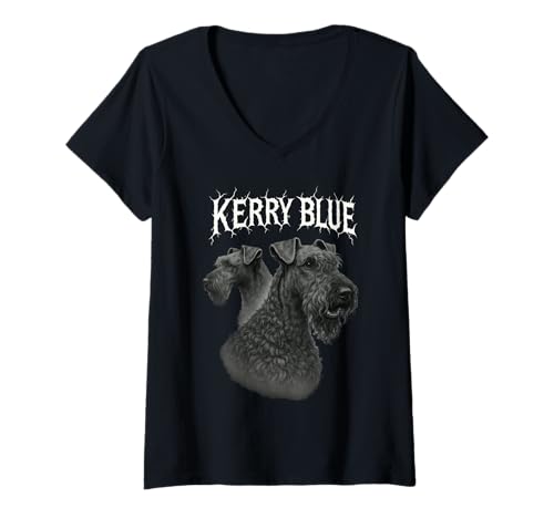 Damen Kerry Blau T-Shirt mit V-Ausschnitt Damen Kerry Blau T-Shirt mit V-Ausschnitt von Kerry Blue Dog