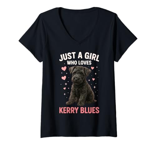 Damen Nur EIN Mädchen, das Kerry Blue liebt T-Shirt mit V-Ausschnitt Damen Nur EIN Mädchen, das Kerry Blue liebt T-Shirt mit V-Ausschnitt von Kerry Blue Dog