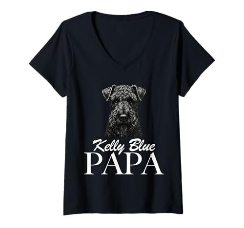 Damen Kerry Blue Dad T-Shirt mit V-Ausschnitt Damen Kerry Blue Dad T-Shirt mit V-Ausschnitt von Kerry Blue Papa