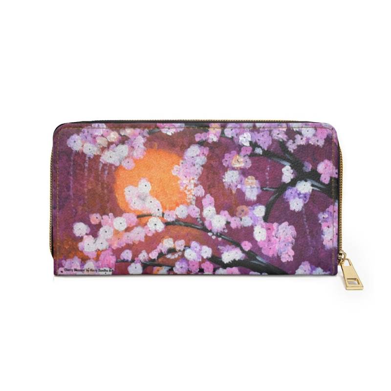 Cherry Blossom - Zipper Geldbörse Gestaltet Von Einer Originalvorlage von KerrySandhuArt