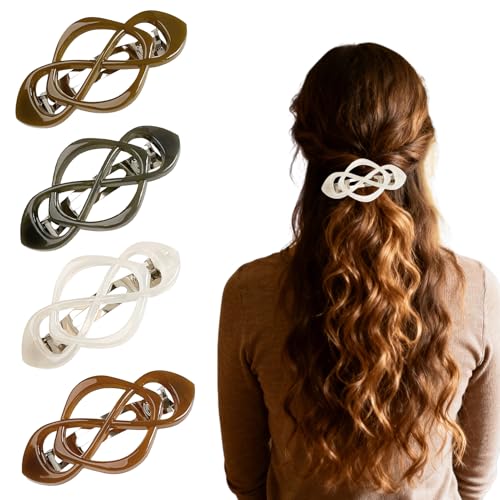 4 Stück Haarspangen Damen, Französische Haarspange, Haarklammer Damen, haarspange flach mit matter Oberfläche, Haarschmuck für Alltag und formelle Anlässe (A) von Kertaym