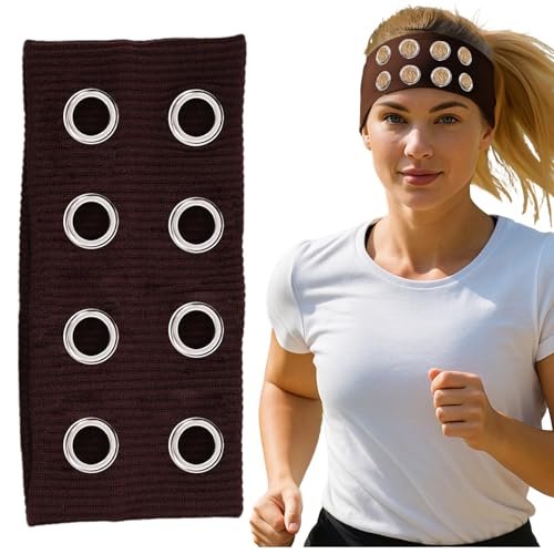Stirnband Damen Mit Ausgehöhlten Ösen, Elastisches Haarband, Stilvolles Punk Haarbänder, Schweißband Stirn, Stirnband Sport, Für Laufen, Radfahren, Yoga, Fitness (Dunkelbraun) von Kertaym
