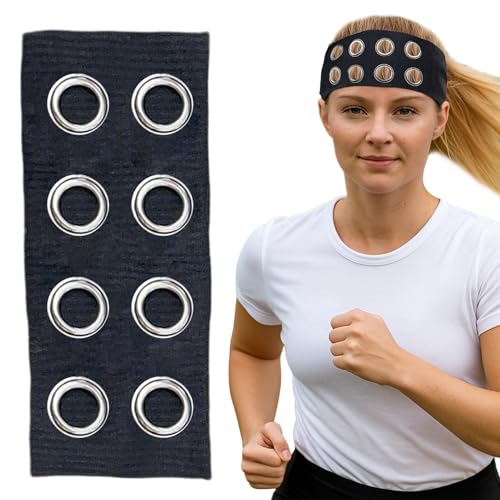 Stirnband Damen Mit Ausgehöhlten Ösen, Elastisches Haarband, Stilvolles Punk Haarbänder, Schweißband Stirn, Stirnband Sport, Für Laufen, Radfahren, Yoga, Fitness (Dunkelgrau) von Kertaym