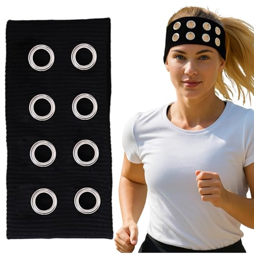 Stirnband Damen Mit Ausgehöhlten Ösen, Elastisches Haarband, Stilvolles Punk Haarbänder, Schweißband Stirn, Stirnband Sport, Für Laufen, Radfahren, Yoga, Fitness (Schwarz) von Kertaym