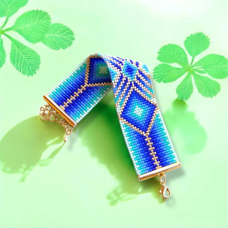 Handgefertigtes Miyuki Armband - Boho Schmuck Türkis Gold Perlenarmband Personalisiertes Geschenk Für Frauen von KeryCrafts