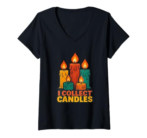 Damen Kerzen Kerzensammler Kerzenziehen I Collect Candles T-Shirt mit V-Ausschnitt Damen Kerzen Kerzensammler Kerzenziehen I Collect Candles T-Shirt mit V-Ausschnitt von Kerzenherstellung Kerzenzieher