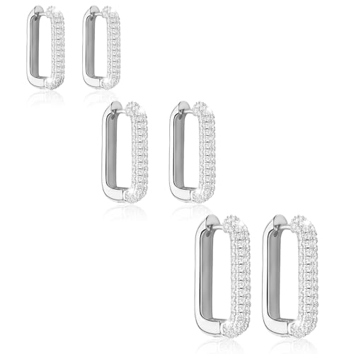 Kesaplan Creolen aus 925er Silber für Damen, 14 Karat Weißgold, hypoallergen, kubischer Zirkonia, Silber, Huggie-Ohrring-Set für Teenager-Mädchen, Edelstahl, Zirkonia Kesaplan Creolen aus 925er Silber für Damen, 14 Karat Weißgold, hypoallergen, kubischer Zirkonia, Silber, Huggie-Ohrring-Set für Teenager-Mädchen, Edelstahl, Zirkonia von KesaPlan