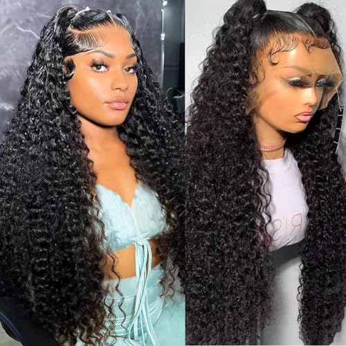 30 Zoll HD-Spitzenfront-Perücken mit Wasserwelle, 33 x 15,2 cm, vorgezogenes Echthaar, Dichte 200, lockige Perücke mit tiefem Scheitel, für Frauen mit Babyhaar 30 Zoll HD-Spitzenfront-Perücken mit Wasserwelle, 33 x 15,2 cm, vorgezogenes Echthaar, Dichte 200, lockige Perücke mit tiefem Scheitel, für Frauen mit Babyhaar von Keseyo