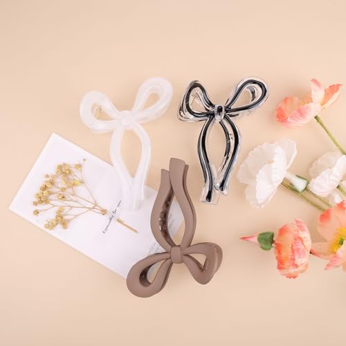 3 PCS Hair Claw Bow Hair Clips Nonslip, Butterfly Hair Clips, lässig vielseitig Fliege Zubehör große Haare Claw Clips starken Halt Barrettes für Frauen & Mädchen von Kesfey