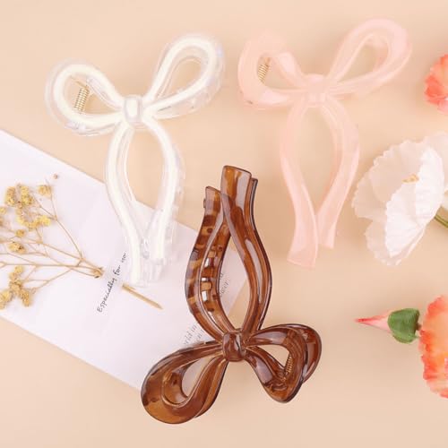 Kesfey Schleife Krallen Clips für Frauen, 3 PCS große Schleife Krallen Clips niedlich Haar Schleifen für Frauen Mädchen starken Halt rutschfeste Schleife Haar Krallen Haar Zubehör Geschenke von Kesfey