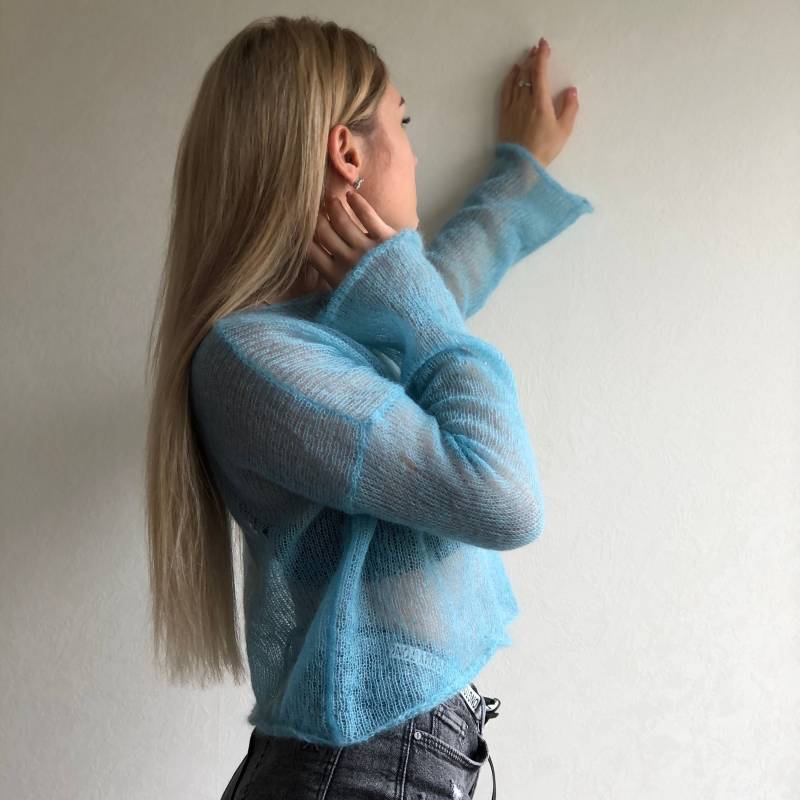 Nancy Leichter Mohair Pullover Grobstrick Lockerer Hand Gestrickter von KeshaKnits