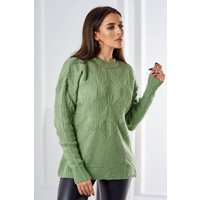 Cozy Grobstrick Damen Rundhals Pullover Uni Strickpullover Wollpullover Einfarbig mit Muster von Kesi