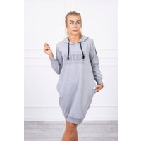 Kapuzen Langarm Minikleid mit Deko Streifen und Print von Kesi